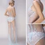 Sexy Bleu Ciel Transparentes Robe De Soirée 2018 Trompette / Sirène V-Cou Sans Manches Perlage Glitter Paillettes Longue Volants Dos Nu Robe De Ceremonie