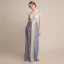 Sexy Champagne Dégradé De Couleur Bleu Ciel Transparentes Robe De Soirée 2018 Gaine / Ajustement épaules Sans Manches Paillettes Perlage Longue Volants Dos Nu Robe De Ceremonie