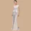 Sexy Ivoire Transparentes Robe De Soirée 2018 Trompette / Sirène épaules Sans Manches Paillettes Faux Diamant Perlage Tribunal Train Volants Dos Nu Robe De Ceremonie