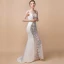 Sexy Ivoire Transparentes Robe De Soirée 2018 Trompette / Sirène épaules Sans Manches Paillettes Faux Diamant Perlage Tribunal Train Volants Dos Nu Robe De Ceremonie