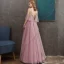 Flotte Rosa Selskabskjoler 2020 Prinsesse Spaghetti Straps Dyb v-hals Kort Ærme Glitter Tulle Beading Lange Flæse Halterneck Kjoler