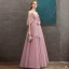 Flotte Rosa Selskabskjoler 2020 Prinsesse Spaghetti Straps Dyb v-hals Kort Ærme Glitter Tulle Beading Lange Flæse Halterneck Kjoler