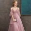 Flotte Rosa Selskabskjoler 2020 Prinsesse Spaghetti Straps Dyb v-hals Kort Ærme Glitter Tulle Beading Lange Flæse Halterneck Kjoler