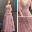 Flotte Rosa Selskabskjoler 2020 Prinsesse Spaghetti Straps Dyb v-hals Kort Ærme Glitter Tulle Beading Lange Flæse Halterneck Kjoler