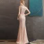 High-end Champagne See-through Evening Dresses  2020 Trumpet / Mermaid High Neck Sleeveless Beading Floor-Length / Long Formal Dresses