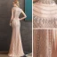 High-end Champagne See-through Evening Dresses  2020 Trumpet / Mermaid High Neck Sleeveless Beading Floor-Length / Long Formal Dresses