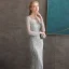 High End Grau Durchsichtige Abendkleider 2020 Meerjungfrau Rundhalsausschnitt Lange Ärmel Pailletten Perlenstickerei Sweep / Pinsel Zug Festliche Kleider