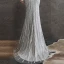 High End Grau Durchsichtige Abendkleider 2020 Meerjungfrau Rundhalsausschnitt Lange Ärmel Pailletten Perlenstickerei Sweep / Pinsel Zug Festliche Kleider
