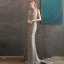 Haut de Gamme Gris Robe De Soirée 2020 Trompette / Sirène Titulaire Sans Manches Perlage Longue Volants Dos Nu Robe De Ceremonie