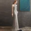 Haut de Gamme Gris Robe De Soirée 2020 Trompette / Sirène Titulaire Sans Manches Perlage Longue Volants Dos Nu Robe De Ceremonie
