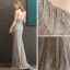 Haut de Gamme Gris Robe De Soirée 2020 Trompette / Sirène Titulaire Sans Manches Perlage Longue Volants Dos Nu Robe De Ceremonie