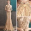 High-end Gold Evening Dresses  2020 Trumpet / Mermaid Scoop Neck Sleeveless Beading Floor-Length / Long Formal Dresses