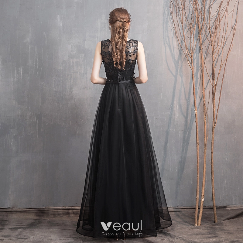 a line black bridesmaid dress Chic Off The Shoulder Slit Chiffon Bridesmaid Dresses With Pockets –  mollyevers.com main image 0