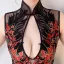 Style Chinois Noire Transparentes Robe De Soirée 2018 Gaine / Ajustement Col Haut Sans Manches Appliques En Dentelle Perlage Fendue devant Thé Longueur Robe De Ceremonie
