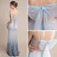 Sexy Bleu Ciel Dégradé De Couleur Bleu Marine Robe De Soirée 2018 Trompette / Sirène Sans Manches Bretelles Spaghetti Perlage Dos Nu Laçage Noeud Longue Volants Robe De Ceremonie