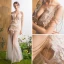 Sexy Ivoire Transparentes Robe De Soirée 2018 Trompette / Sirène V-Cou Sans Manches Appliques Fleur Paillettes Perlage Longue Volants Dos Nu Robe De Ceremonie