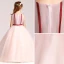 Chic / Belle Perle Rose Robe Ceremonie Fille 2017 Robe Boule V-Cou Sans Manches Appliques Fleur Ceinture Longue Volants Robe Pour Mariage