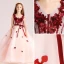Chic / Belle Perle Rose Robe Ceremonie Fille 2017 Robe Boule V-Cou Sans Manches Appliques Fleur Ceinture Longue Volants Robe Pour Mariage