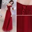 Chic / Beautiful Burgundy Prom Dresses 2019 A-Line / Princess Short Sleeve Off-The-Shoulder Beading Floor-Length / Long Ruffle Backless Formal Dresses