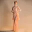 Sexy Orange See-through Summer Evening Dresses  2018 Trumpet / Mermaid V-Neck Sleeveless Appliques Flower Sequins Beading Floor-Length / Long Ruffle Backless Formal Dresses