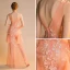 Sexy Orange See-through Summer Evening Dresses  2018 Trumpet / Mermaid V-Neck Sleeveless Appliques Flower Sequins Beading Floor-Length / Long Ruffle Backless Formal Dresses