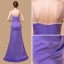 Elegante Violett Wildleder Abendkleider 2018 Meerjungfrau Ärmellos Spaghettiträger Sweep / Pinsel Zug Rüschen Rückenfreies Festliche Kleider