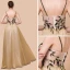 Élégant Doré Organza Robe De Soirée 2018 Princesse Sans Manches Bretelles Spaghetti Appliques En Dentelle Perlage Longue Volants Dos Nu Robe De Ceremonie
