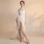 Sexy Elfenben Gjennomsiktig Chiffon Selskapskjoler 2018 Trompet / Havfrue Kjæreste Uten Ermer Appliques Blomst Perle Beading Fendue devant Feie Tog Buste Ryggløse Formelle Kjoler