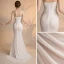Sexy Elfenben Gjennomsiktig Chiffon Selskapskjoler 2018 Trompet / Havfrue Kjæreste Uten Ermer Appliques Blomst Perle Beading Fendue devant Feie Tog Buste Ryggløse Formelle Kjoler