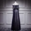 Affordable Black Evening Dresses  2018 A-Line / Princess Off-The-Shoulder Short Sleeve Appliques Lace Pearl Floor-Length / Long Ruffle Backless Formal Dresses