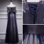Affordable Black Evening Dresses  2018 A-Line / Princess Off-The-Shoulder Short Sleeve Appliques Lace Pearl Floor-Length / Long Ruffle Backless Formal Dresses