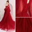 Elegant Burgundy Evening Dresses  2018 A-Line / Princess Scoop Neck Puffy Long Sleeve Court Train Ruffle Backless Formal Dresses