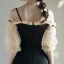 Modern / Fashion Black Homecoming Graduation Dresses 2019 A-Line / Princess Square Neckline Puffy 1/2 Sleeves Short Ruffle Backless Formal Dresses