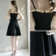 Modern / Fashion Black Homecoming Graduation Dresses 2019 A-Line / Princess Square Neckline Puffy 1/2 Sleeves Short Ruffle Backless Formal Dresses