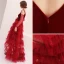 Sexy Burgundy Summer Prom Dresses 2019 A-Line / Princess Spaghetti Straps Puffy Long Sleeve Star Appliques Sequins Floor-Length / Long Cascading Ruffles Backless Formal Dresses