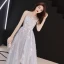 High Low Grey See-through Prom Dresses 2019 A-Line / Princess Scoop Neck Sleeveless Star Appliques Lace Asymmetrical Ruffle Formal Dresses