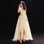 High Low Grey See-through Prom Dresses 2019 A-Line / Princess Scoop Neck Sleeveless Star Appliques Lace Asymmetrical Ruffle Formal Dresses
