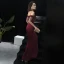 Elegant Burgundy Evening Dresses  2018 Trumpet / Mermaid Short Sleeve Spaghetti Straps Beading Tassel Floor-Length / Long Ruffle Backless Formal Dresses