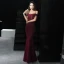 Elegant Burgundy Evening Dresses  2018 Trumpet / Mermaid Short Sleeve Spaghetti Straps Beading Tassel Floor-Length / Long Ruffle Backless Formal Dresses