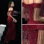 Elegant Burgundy Evening Dresses  2018 Trumpet / Mermaid Short Sleeve Spaghetti Straps Beading Tassel Floor-Length / Long Ruffle Backless Formal Dresses