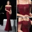 Elegant Burgundy Evening Dresses  2018 Trumpet / Mermaid Short Sleeve Spaghetti Straps Beading Tassel Floor-Length / Long Ruffle Backless Formal Dresses