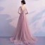 Modern / Fashion Blushing Pink Evening Dresses  2019 A-Line / Princess V-Neck Sleeveless Appliques Lace Pearl Beading Court Train Ruffle Backless Formal Dresses