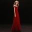 Affordable Burgundy Evening Dresses  2018 A-Line / Princess See-through Scoop Neck Short Sleeve Appliques Lace Floor-Length / Long Ruffle Formal Dresses