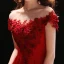 Affordable Burgundy Evening Dresses  2018 A-Line / Princess See-through Scoop Neck Short Sleeve Appliques Lace Floor-Length / Long Ruffle Formal Dresses