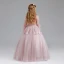 Vintage Blushing Pink Flower Girl Dresses 2017 Ball Gown Square Neckline 3/4 Sleeve Appliques Lace Sash Floor-Length / Long Ruffle Wedding Party Dresses