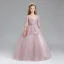 Vintage Blushing Pink Flower Girl Dresses 2017 Ball Gown Square Neckline 3/4 Sleeve Appliques Lace Sash Floor-Length / Long Ruffle Wedding Party Dresses