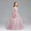 Vintage Blushing Pink Flower Girl Dresses 2017 Ball Gown Square Neckline 3/4 Sleeve Appliques Lace Sash Floor-Length / Long Ruffle Wedding Party Dresses