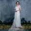 Modern / Fashion Ivory Summer Wedding Dresses 2018 Empire One-Shoulder Short Sleeve Backless Appliques Flower Feather Ruffle Watteau Train