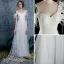 Modern / Fashion Ivory Summer Wedding Dresses 2018 Empire One-Shoulder Short Sleeve Backless Appliques Flower Feather Ruffle Watteau Train