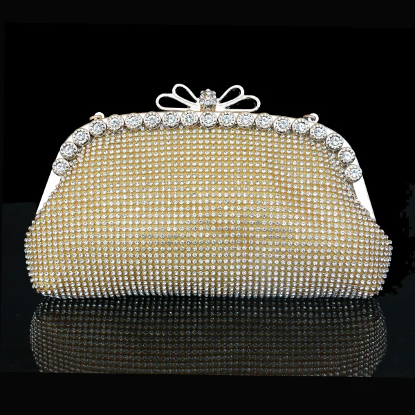 Scintillantes Bling Bling Doré Pochette Perlage Faux Diamant Velour Métal Cocktail Soirée Accessorize 2019